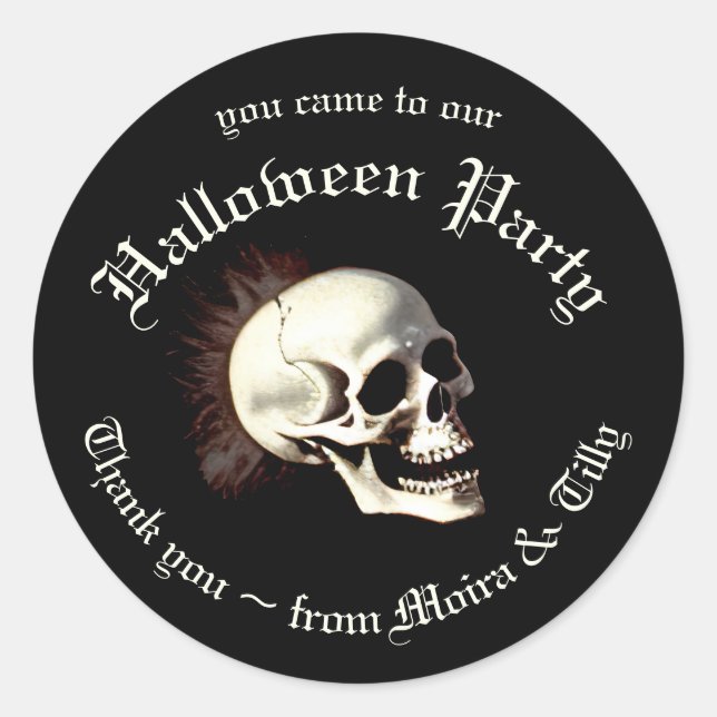 Black Death Dancing Skeletons Halloween Classic Round Sticker (Front)