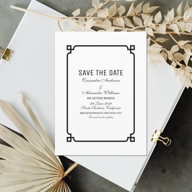 Black Deco Chic Save the Date Invite (Creator Uploaded)