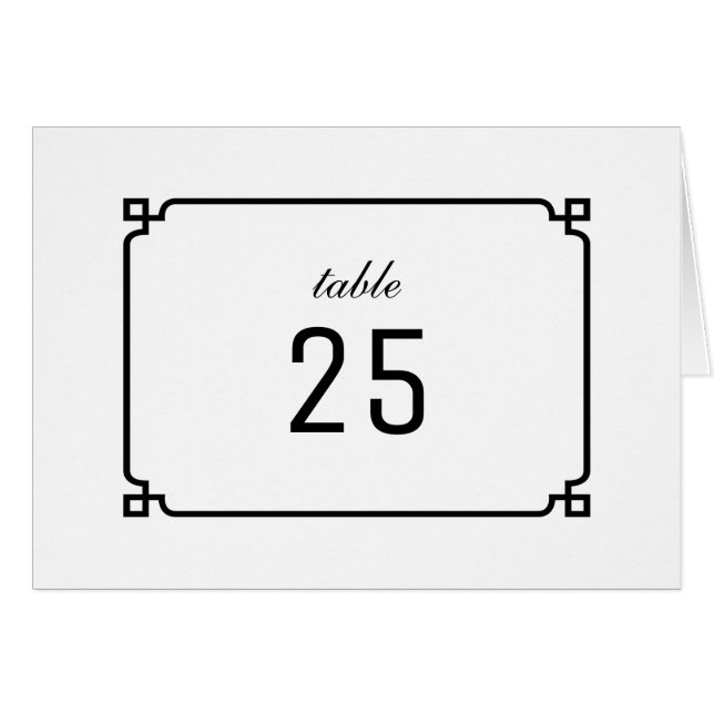 Black Deco Chic Table Number (Front Horizontal)