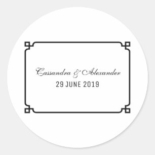 Black Deco Chic Wedding Classic Round Sticker