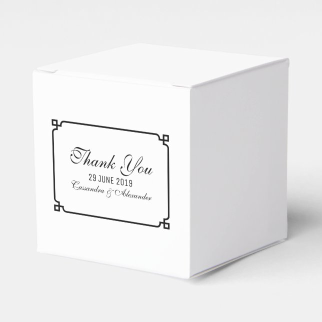 Black Deco Chic Wedding Favour Box (Front Side)