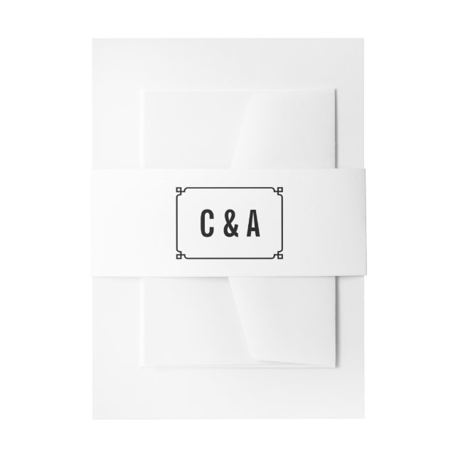 Black Deco Chic Wedding Invitation Belly Band (Front Example)