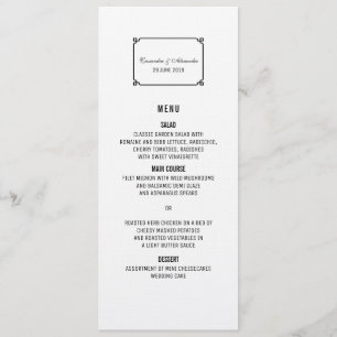 Black Deco Chic Wedding Menu