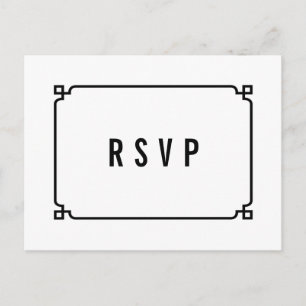 Black Deco Chic Wedding RSVP Postcard