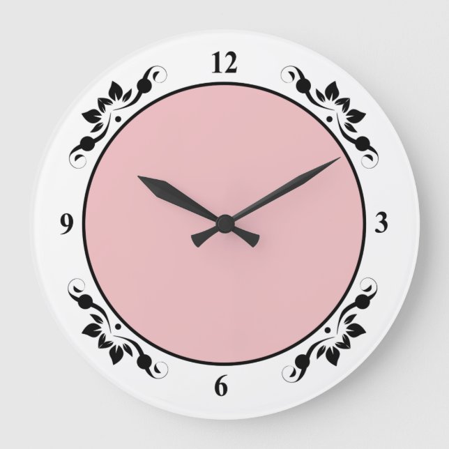 Black Decorations Number Face Coloured Background Large Clock (Front)