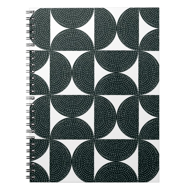 Black decorative abstract seamless pattern in the  notebook (Front)