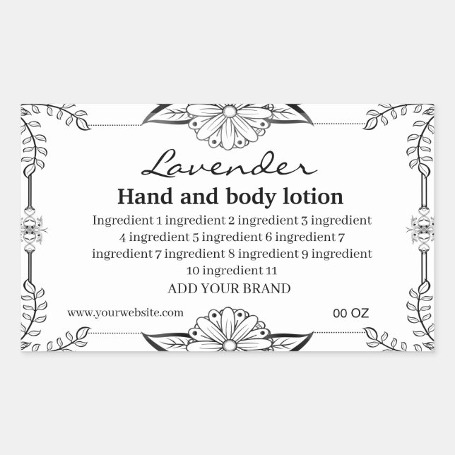 Black Decorative Frame white Background label  (Front)