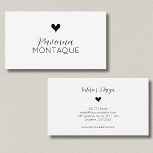 Black Decorative Heart Handwritten Name Business Card