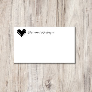 Black Decorative Heart Handwritten Name Card