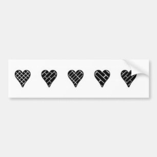 Black Decorative Hearts Bumper Sticker