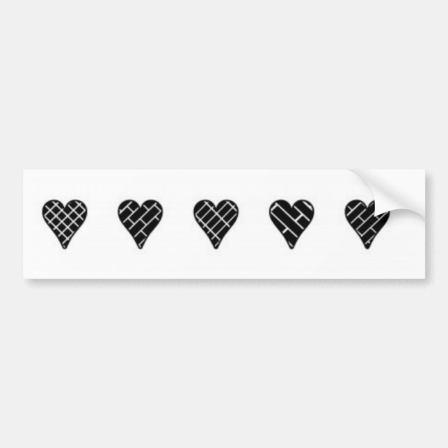 Black Decorative Hearts Bumper Sticker (Front)