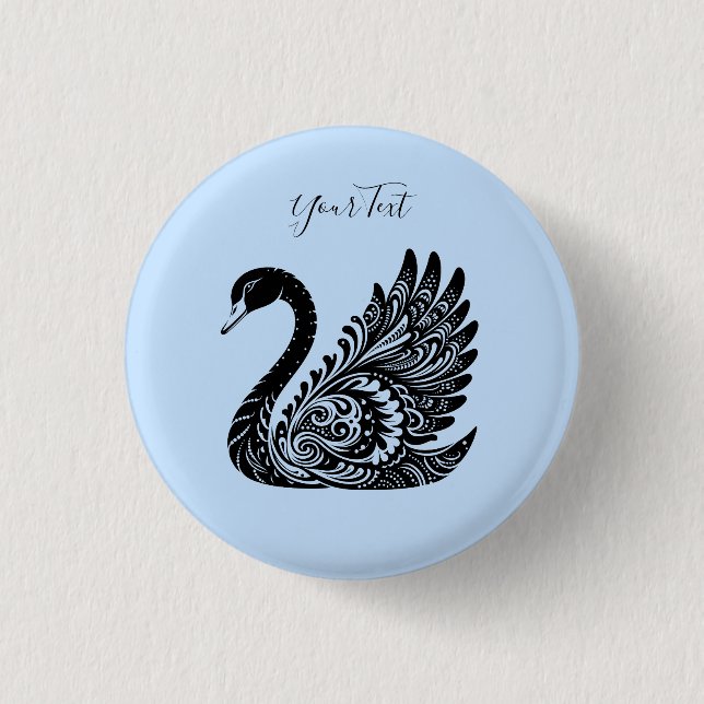 Black Decorative Swan Button (Front)