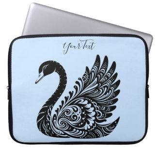 Black Decorative Swan Laptop Sleeve