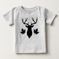 Black Deer Buck Silhouette Maple Leaf