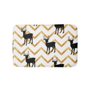 Black deer, gold texture pattern. bath mat