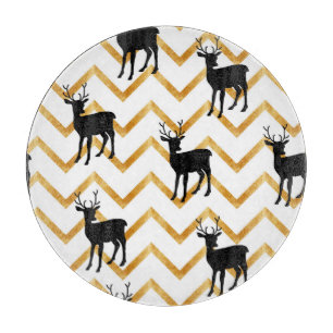Black deer, gold texture pattern. cutting board