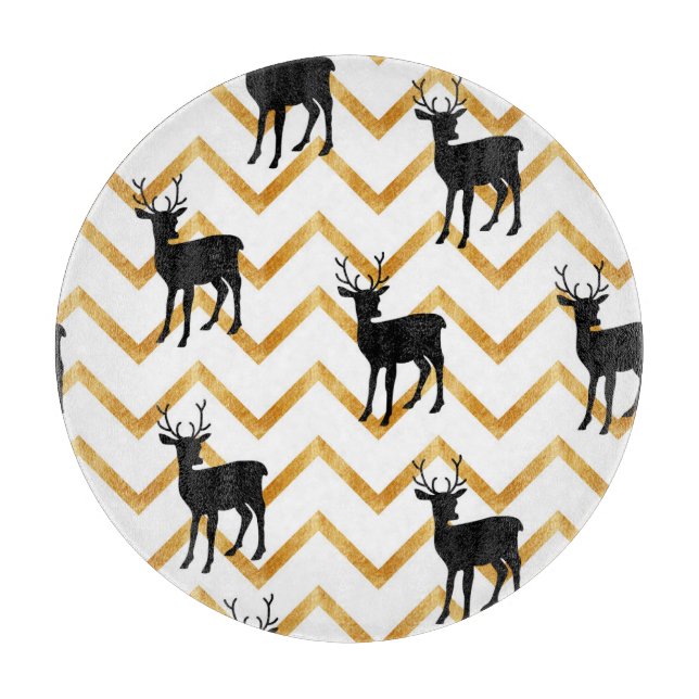 Black deer, gold texture pattern. cutting board (Front)