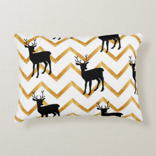 Black deer, gold texture pattern. decorative cushion