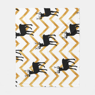 Black deer, gold texture pattern. fleece blanket
