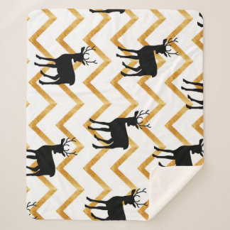 Black deer, gold texture pattern. sherpa blanket