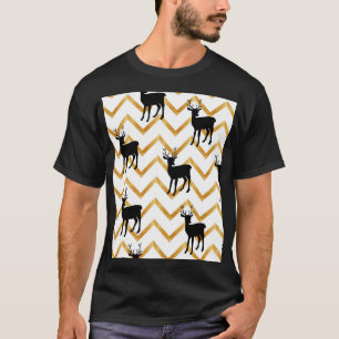 Black deer, gold texture pattern. T-Shirt