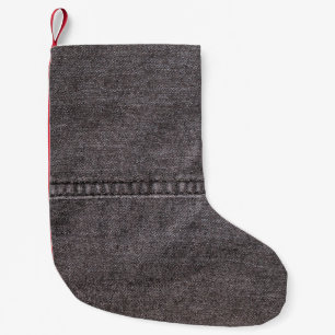 Black denim fabric. Fashion, textures and backgrou Small Christmas Stocking