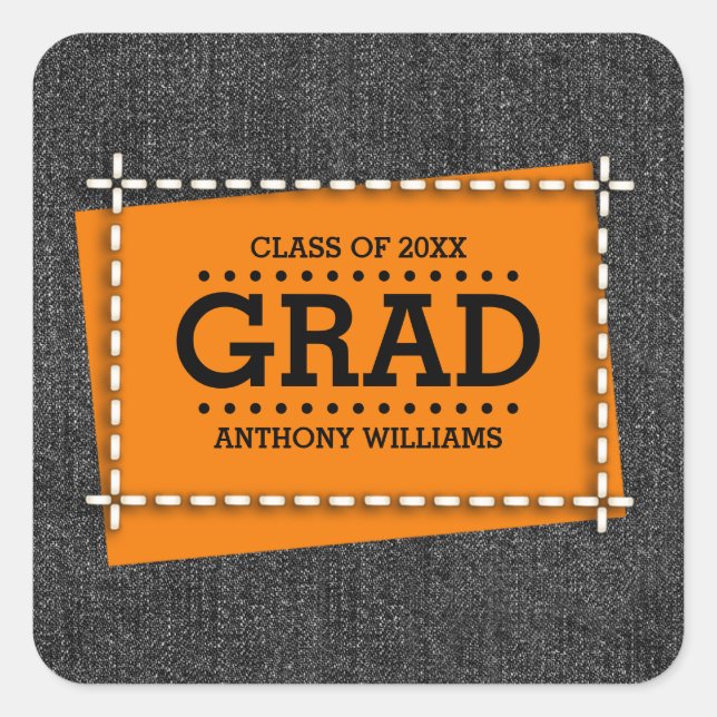 Black Denim Pattern Graduation  Square Sticker (Front)