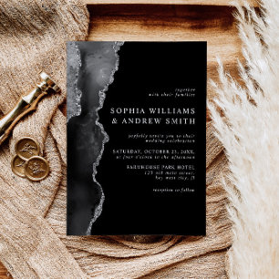 Black & Desert Silver Wedding Invitation