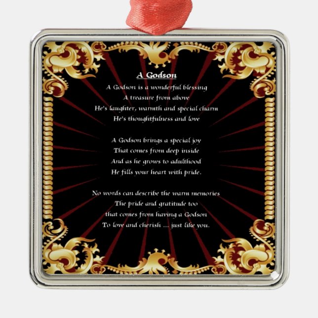 Black Design  Godson poem Metal Tree Decoration (Front)