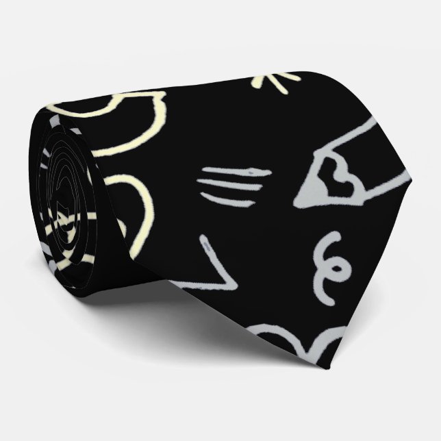 Black Design  Tie (Rolled)