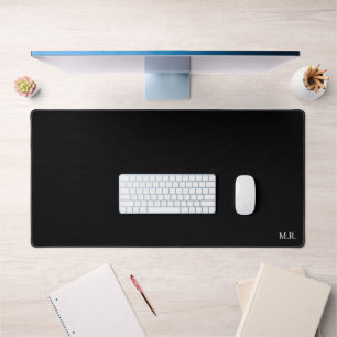 Black Desk Mat with custom monogram initials