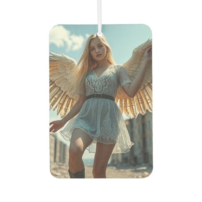Black devil, white angel car air freshener (Front)
