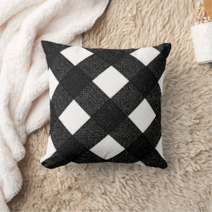 Black Diagonal Buffalo Chequered Throw Pillow