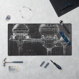 Black Diagram Space Base Desk Mat