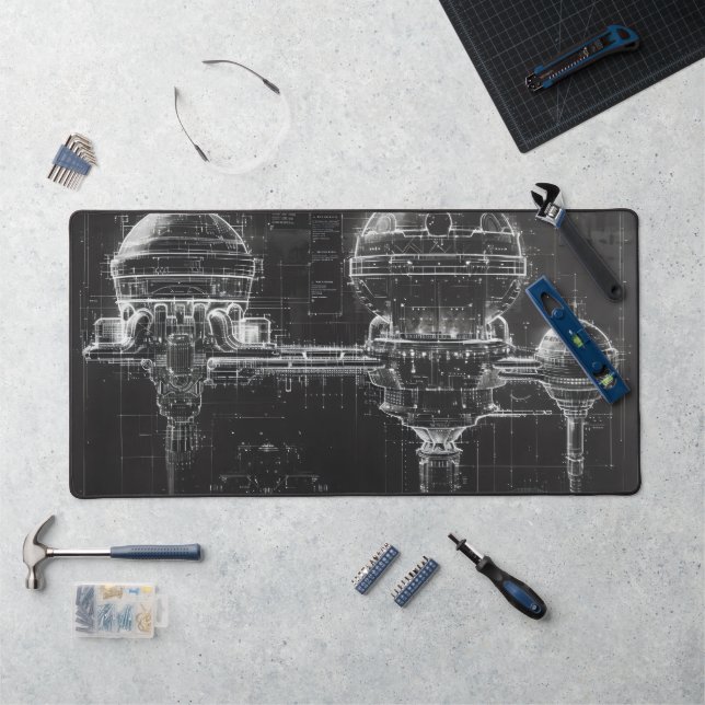 Black Diagram Space Base Desk Mat (Workstation)