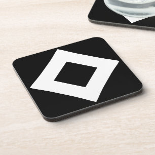 Black Diamond, Bold White Border Coaster
