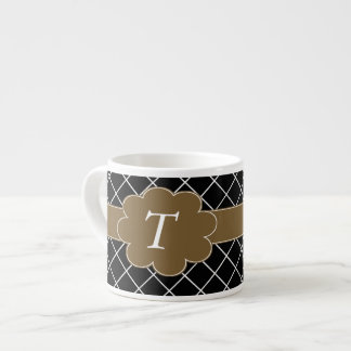 Black Diamond Brown Monogrammed Espresso Cup