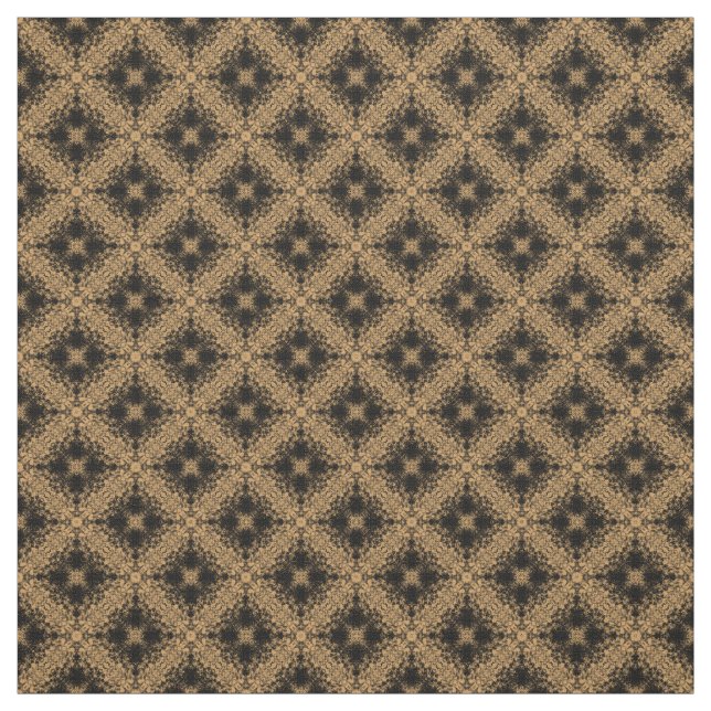 Black Diamond Burst on Golden Tan Pattern Fabric (Swatch)