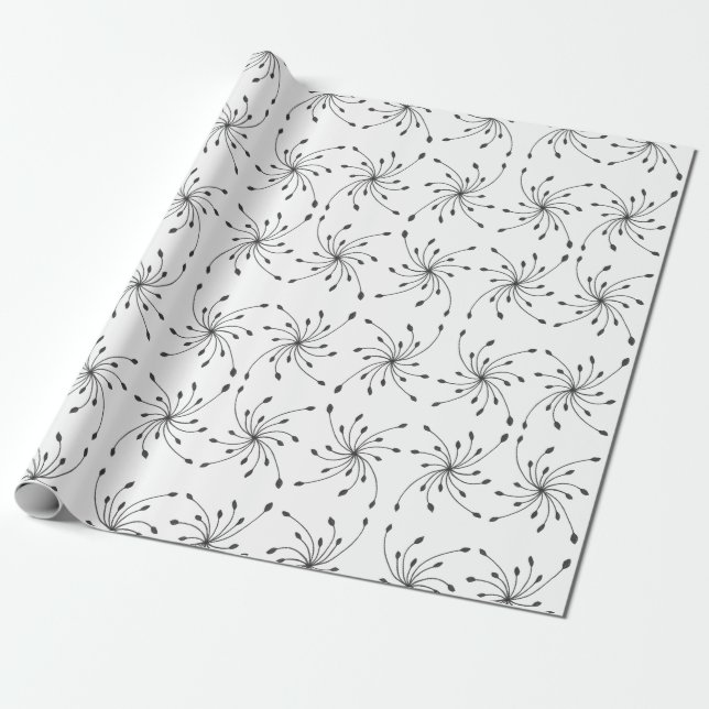 Black Diamond Burst Wrapping Paper (Unrolled)