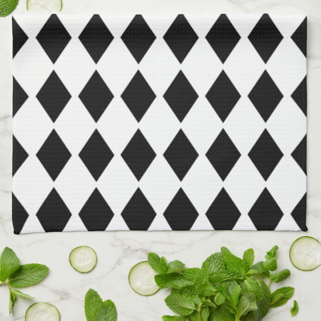 Black Diamond Design Tea Towel (Folded)