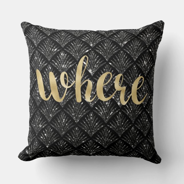 Black Diamond Gold Letter Pillow .. (Front)