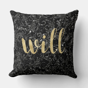 Black Diamond Gold Letter Pillow.. Will Cushion