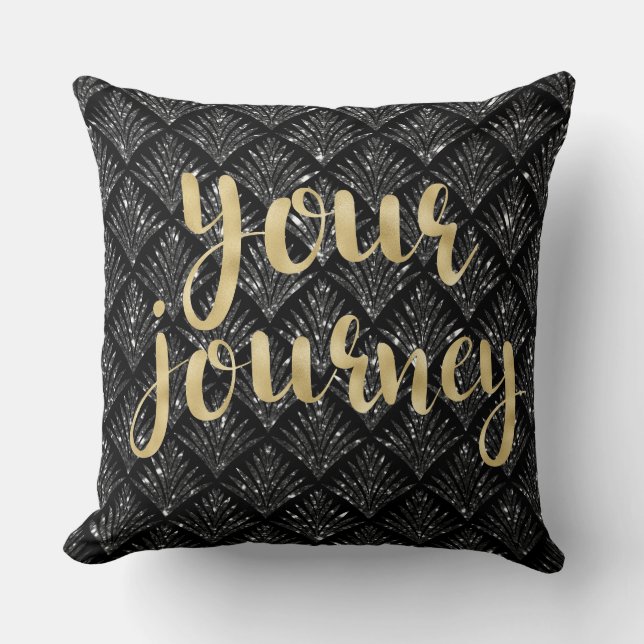 Black Diamond Gold Letter Your Journey Pillow (Front)