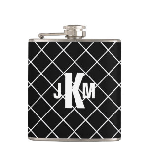 Black Diamond Monogrammed Men's Hip Flask