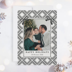 Black Diamond Pattern Holiday Card with Photo