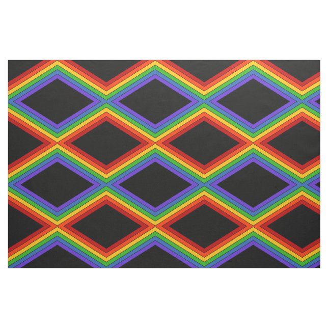 Black Diamond Rainbow Stripe Pattern Fabric (Fat Quarter)