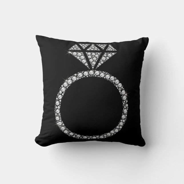 BLACK DIAMOND RING CUSHION WEDDING (Front)