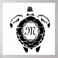 Black Diamond Sea Turtle Silhouette Monogram