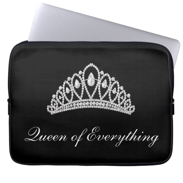 Black Diamond Tiara Queen of Everything Laptop Sleeve (Front)