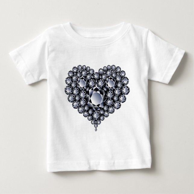 Black Diamonds Heart Gems Baby T-Shirt (Front)